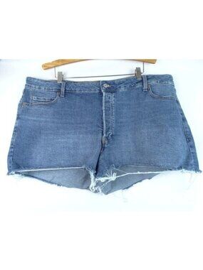 Old Navy Jean Shorts Womens Plus Size 24 Sky-Hi A-Line Button Fly Cut Off Denim